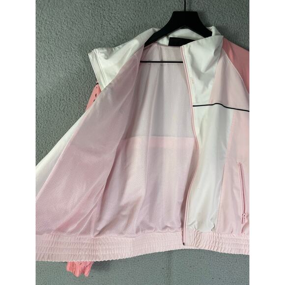 Under Armour Pink White Windbreaker XS Loose Fit Jacket Zip Front Logo Sleeve - Picture 11 of 13